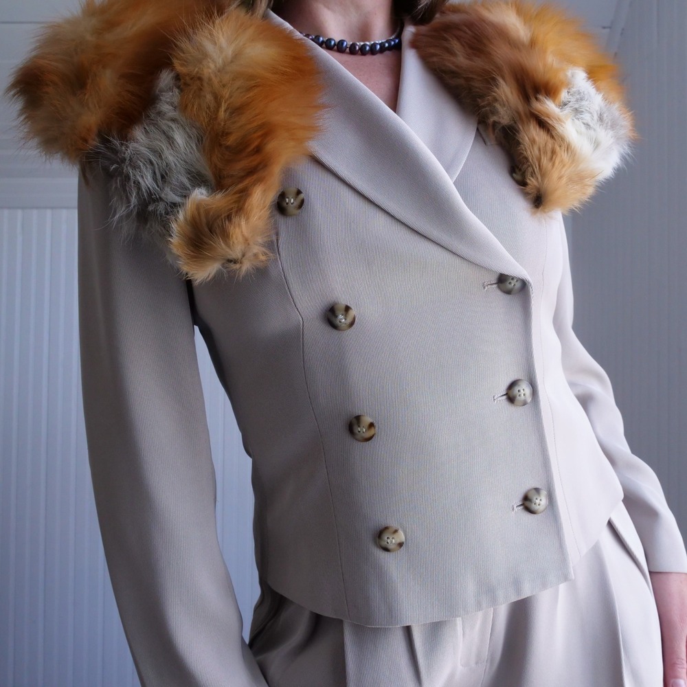 Vintage mid century two tone genuine fox fur collar - Picture 8 of 8